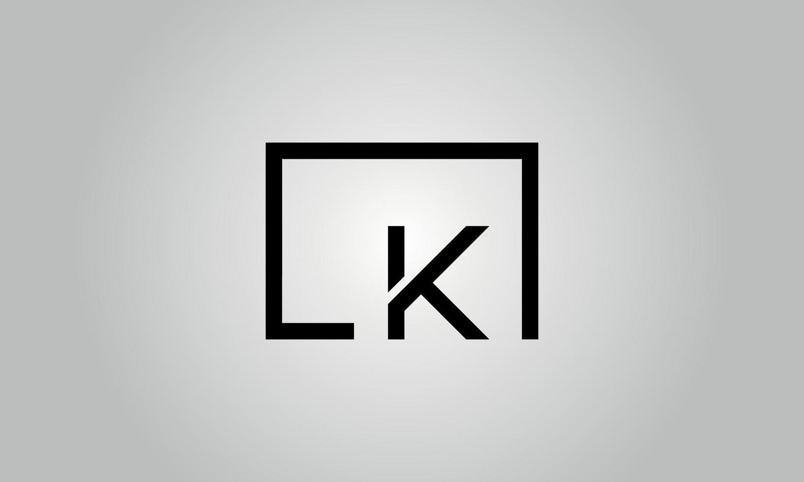 Letter LK logo design. LK logo with square shape in black colors vector free vector template.