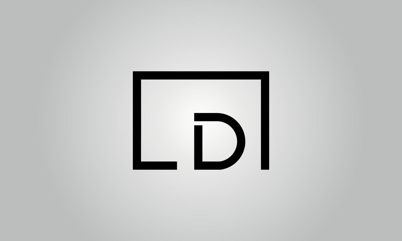 Letter LD logo design. LD logo with square shape in black colors vector free vector template.