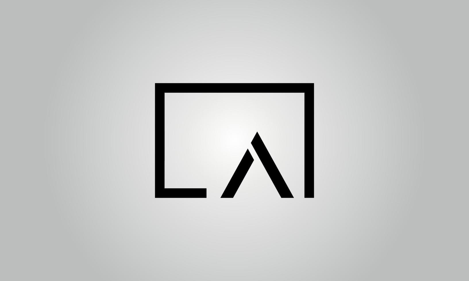 Letter LA logo design. LA logo with square shape in black colors vector free vector template.