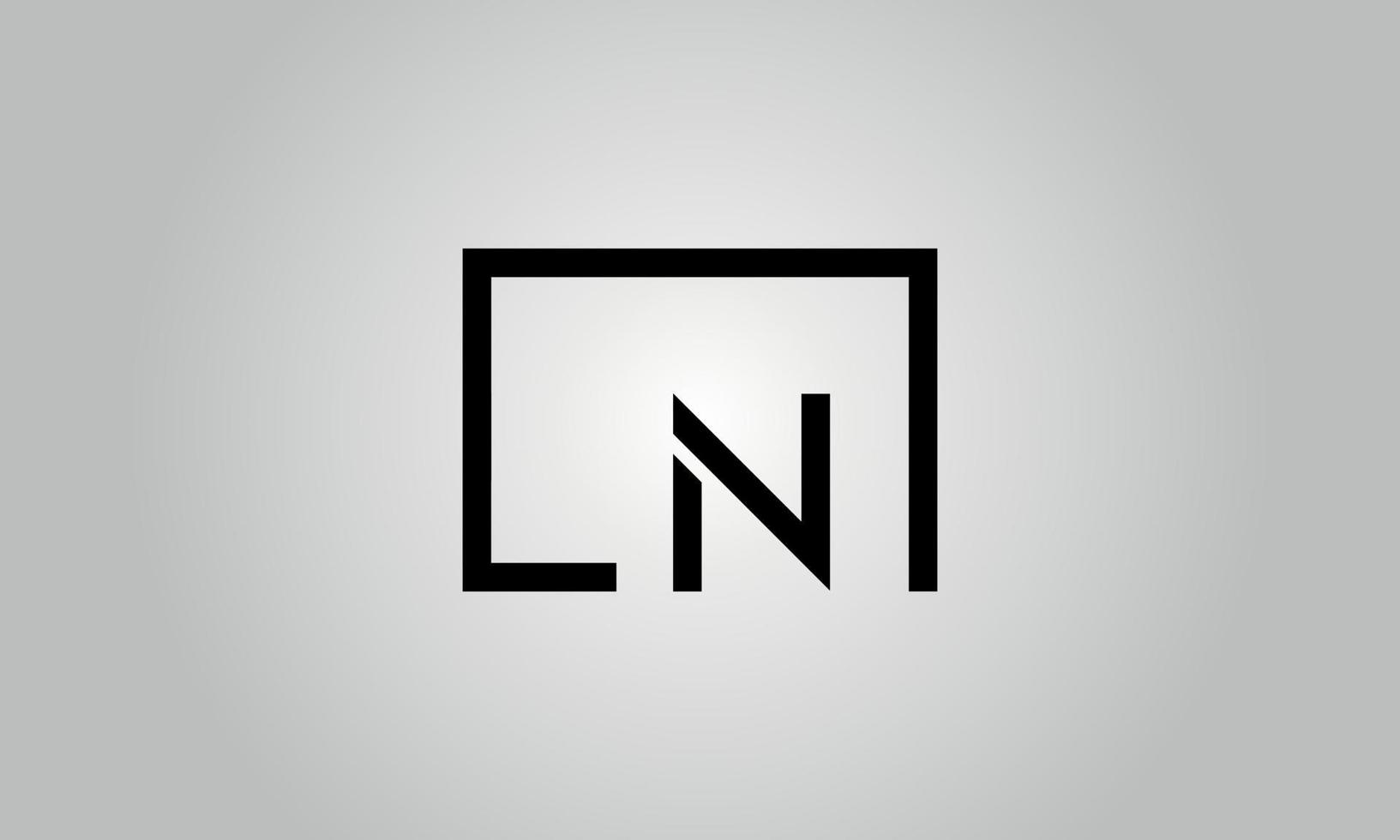 Letter LN logo design. LN logo with square shape in black colors vector free vector template.