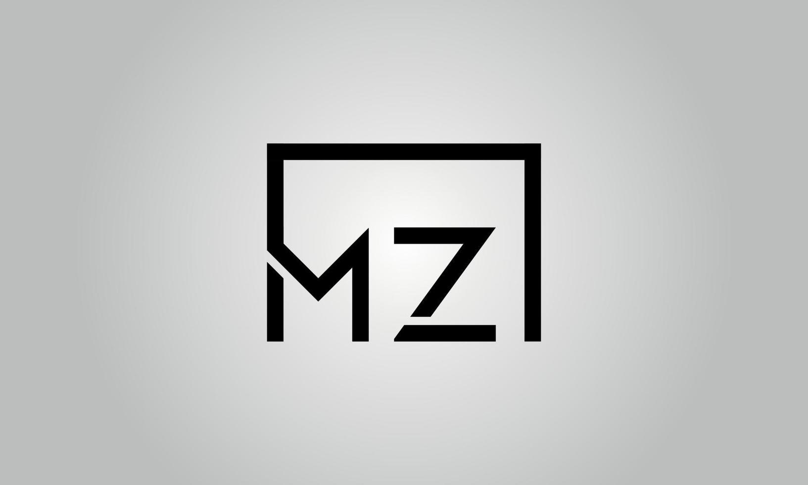 Letter MZ logo design. MZ logo with square shape in black colors vector free vector template.