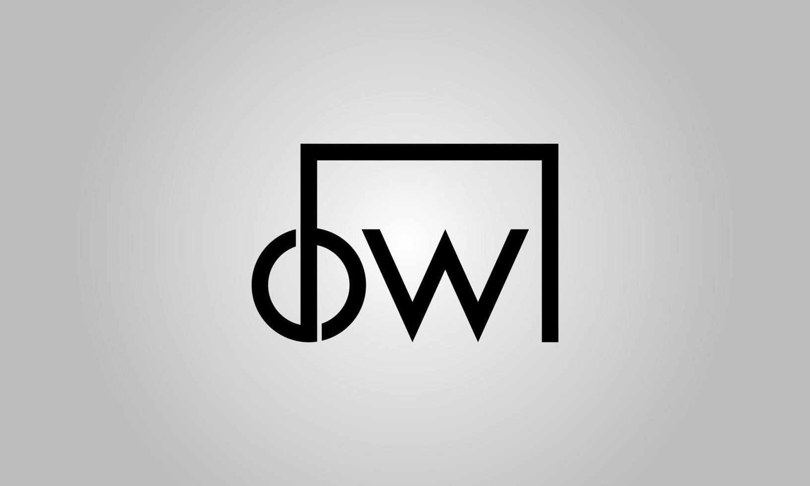 Letter OW logo design. OW logo with square shape in black colors vector free vector template.
