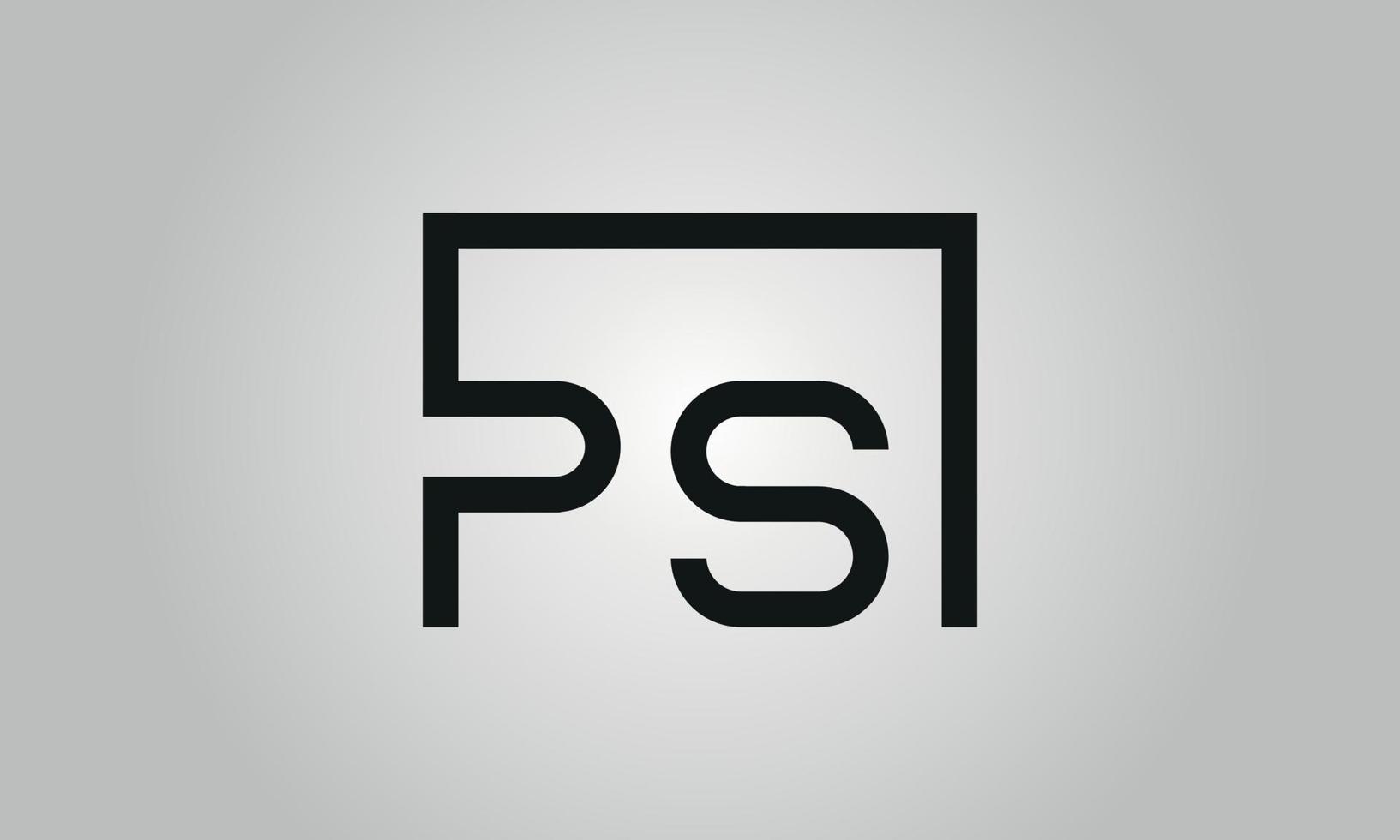 Letter PS logo design. PS logo with square shape in black colors vector free vector template.