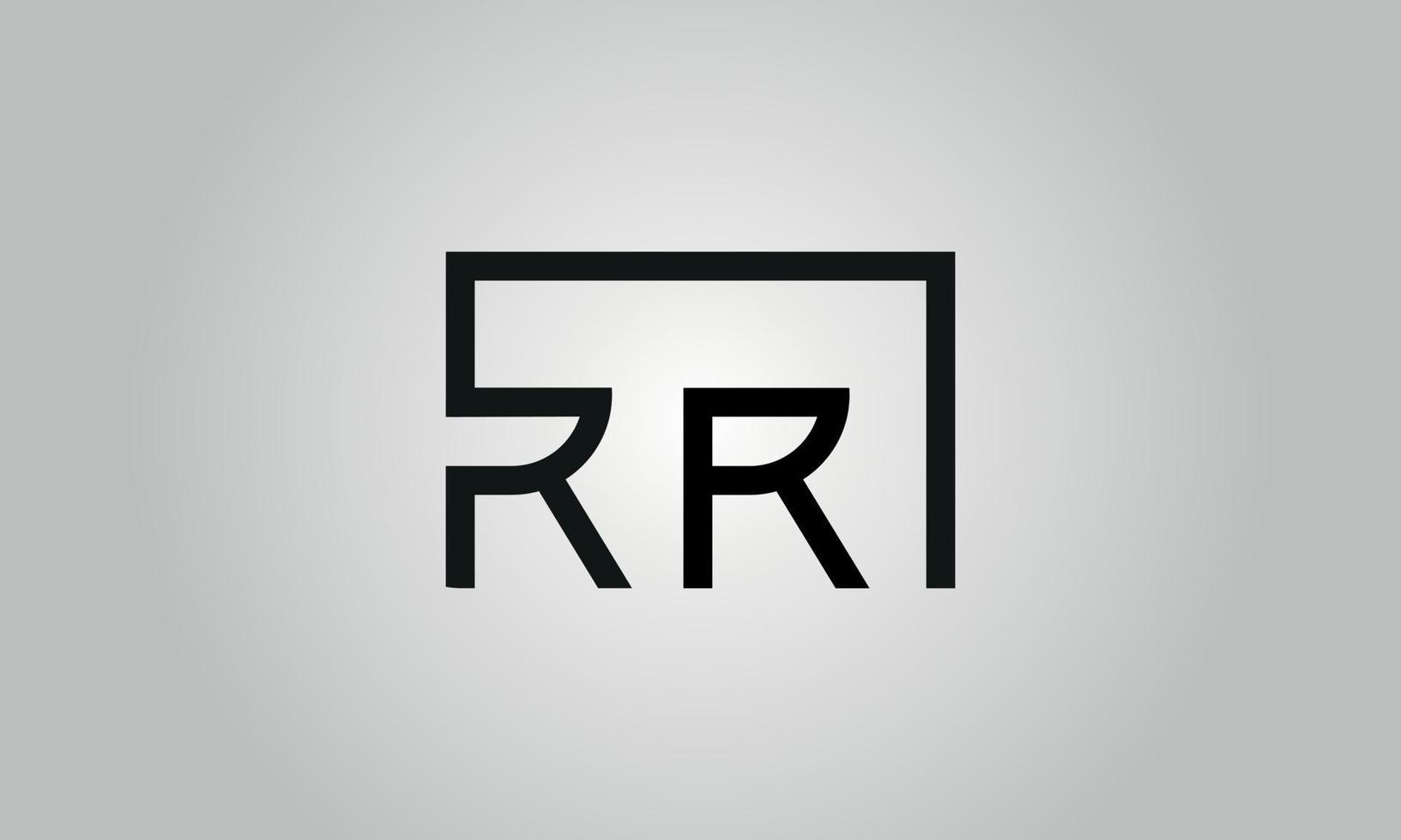Letter RR logo design. RR logo with square shape in black colors vector free vector template.