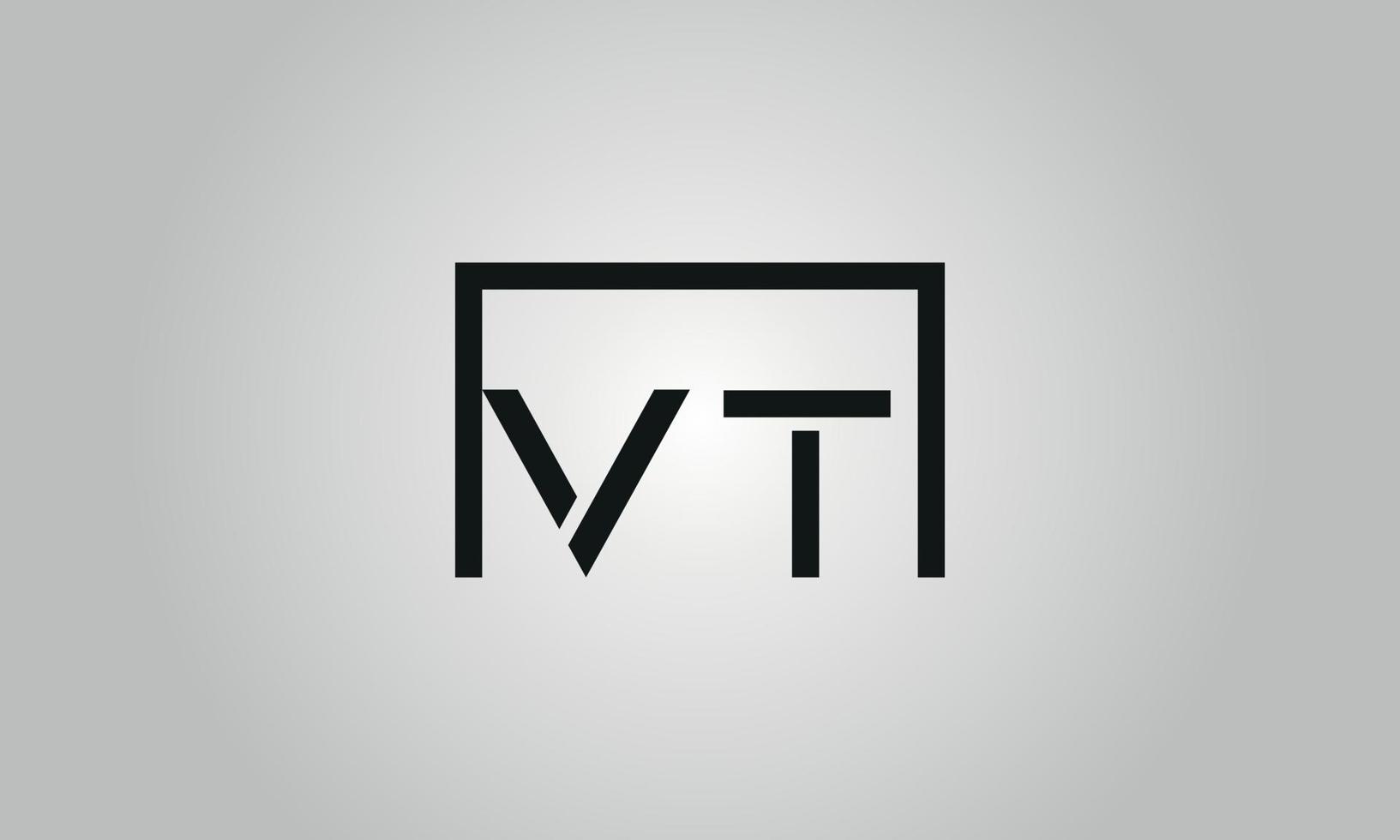 Letter VT logo design. VT logo with square shape in black colors vector free vector template.