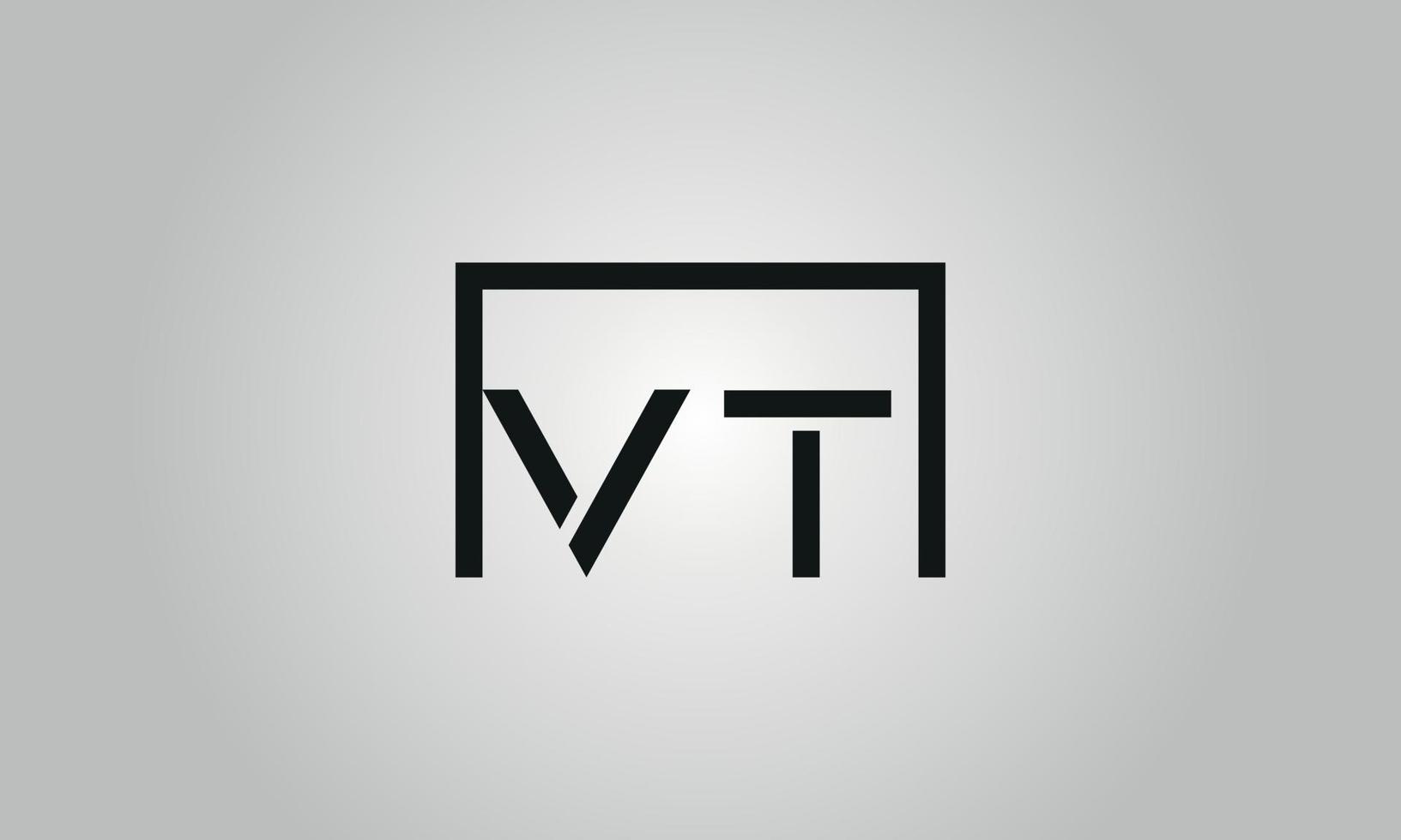 diseño del logotipo de la letra vt. vt logo con forma cuadrada en colores negros vector plantilla de vector libre.