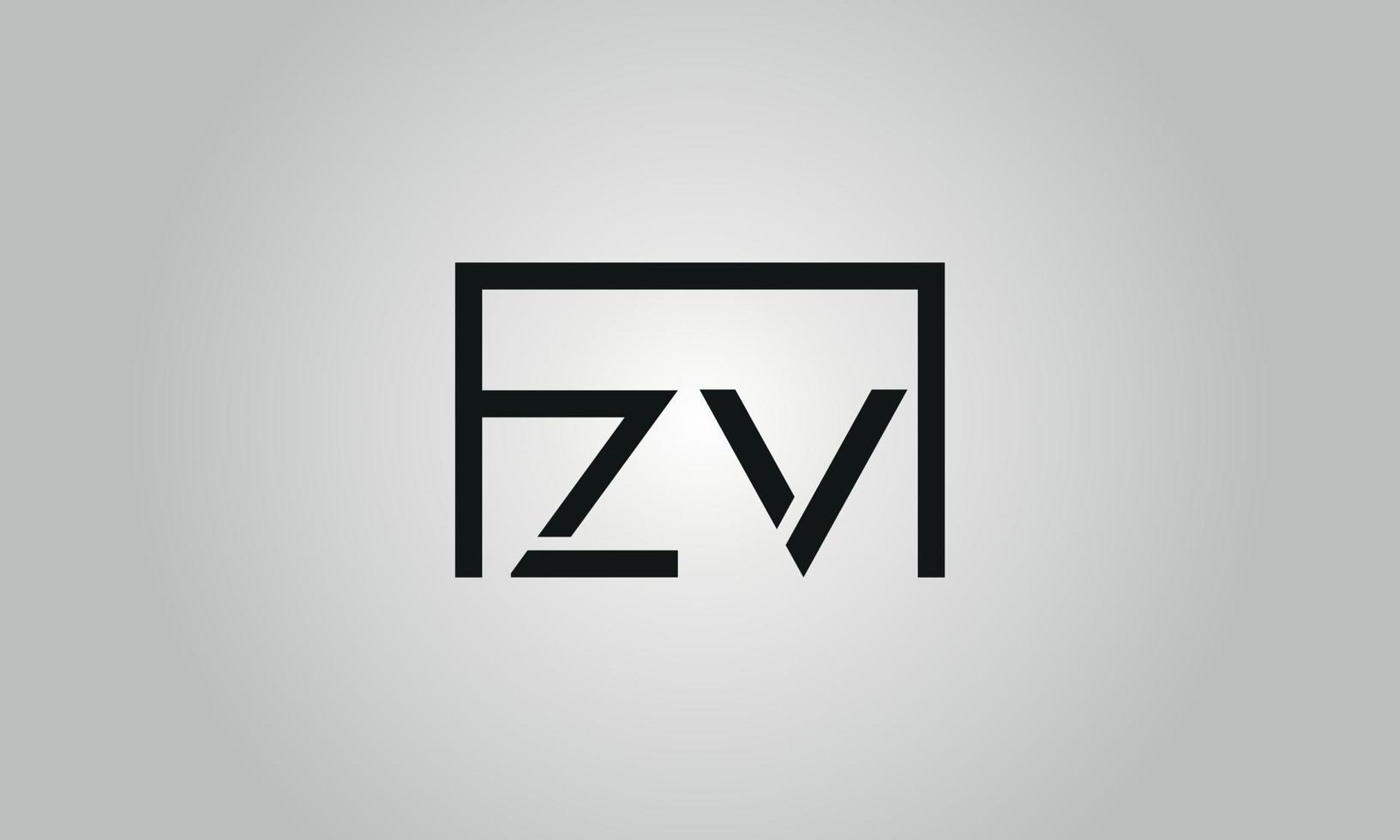 Letter ZV logo design. ZV logo with square shape in black colors vector free vector template.