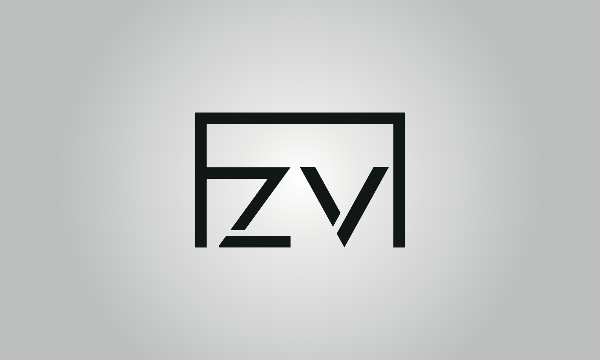 Letter ZV logo design. ZV logo with square shape in black colors vector