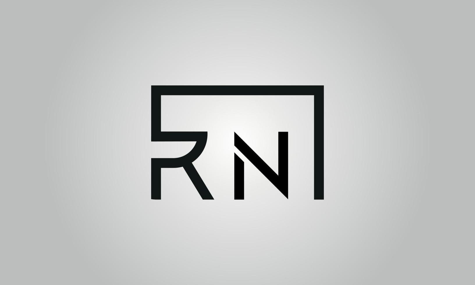 Letter RN logo design. RN logo with square shape in black colors vector free vector template.