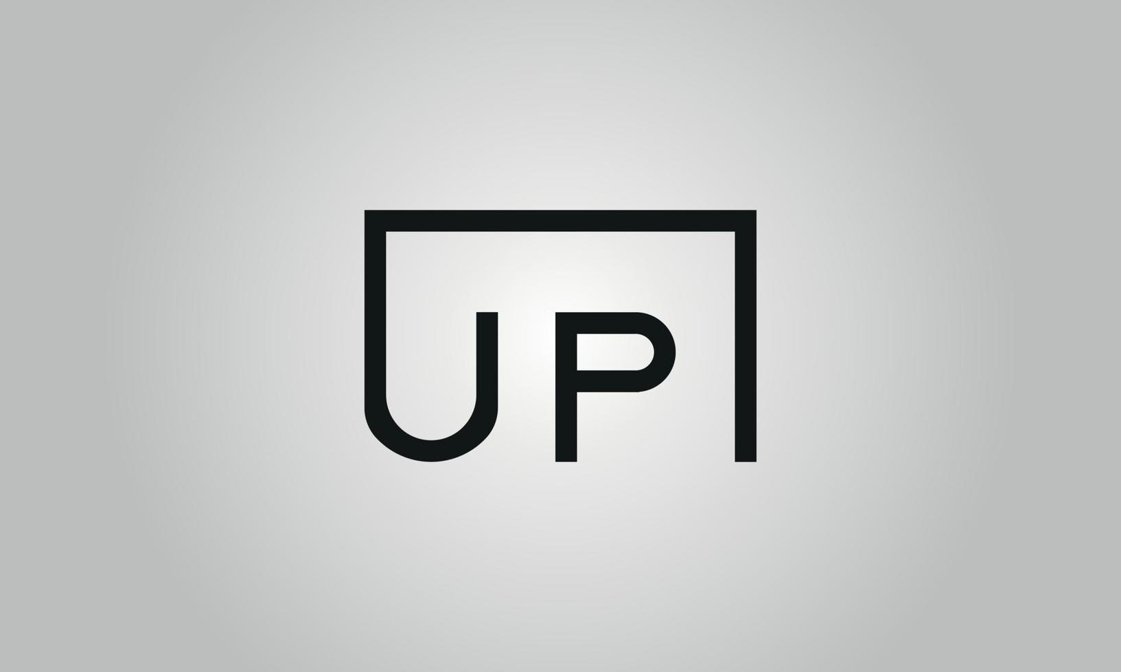 Letter UP logo design. UP logo with square shape in black colors vector free vector template.