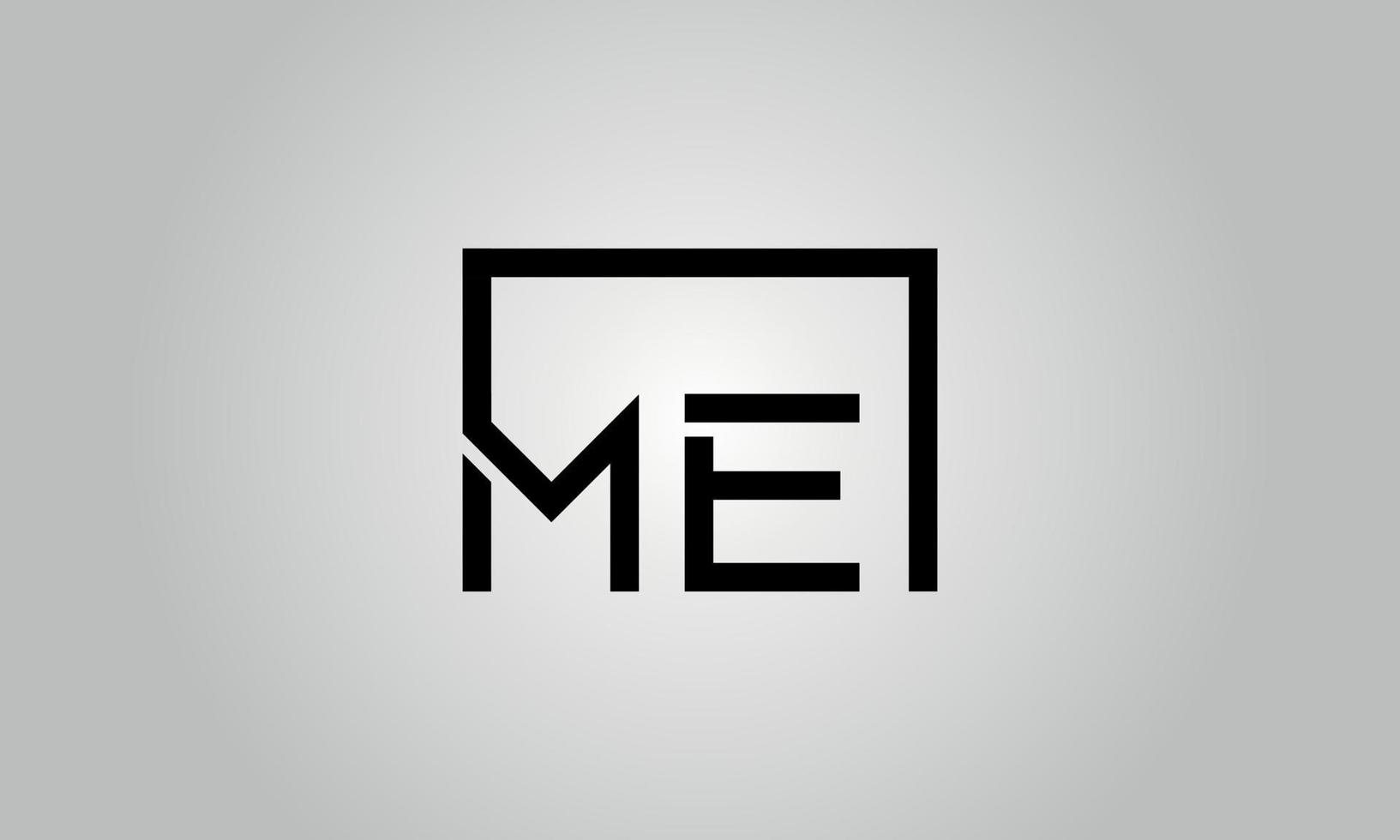 Letter ME logo design. ME logo with square shape in black colors vector free vector template.