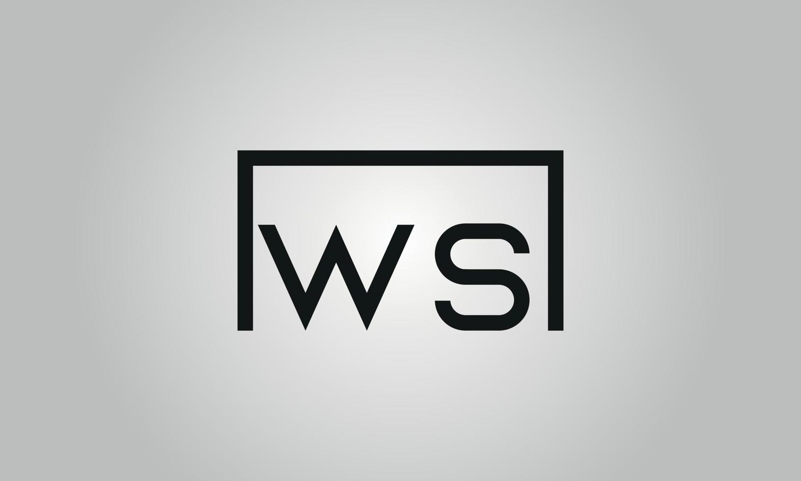 Letter WS logo design. WS logo with square shape in black colors vector free vector template.