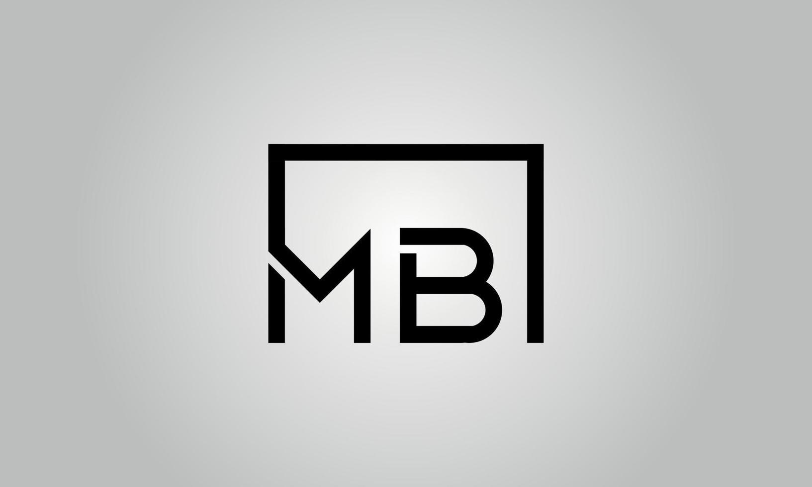 Letter MB logo design. MB logo with square shape in black colors vector free vector template.