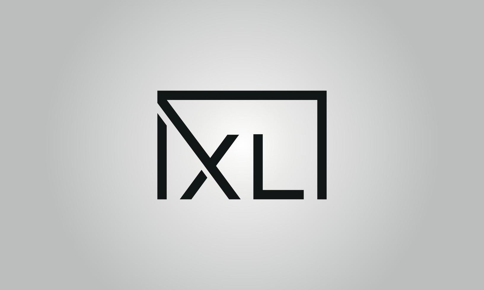 Letter XL logo design. XL logo with square shape in black colors vector free vector template.