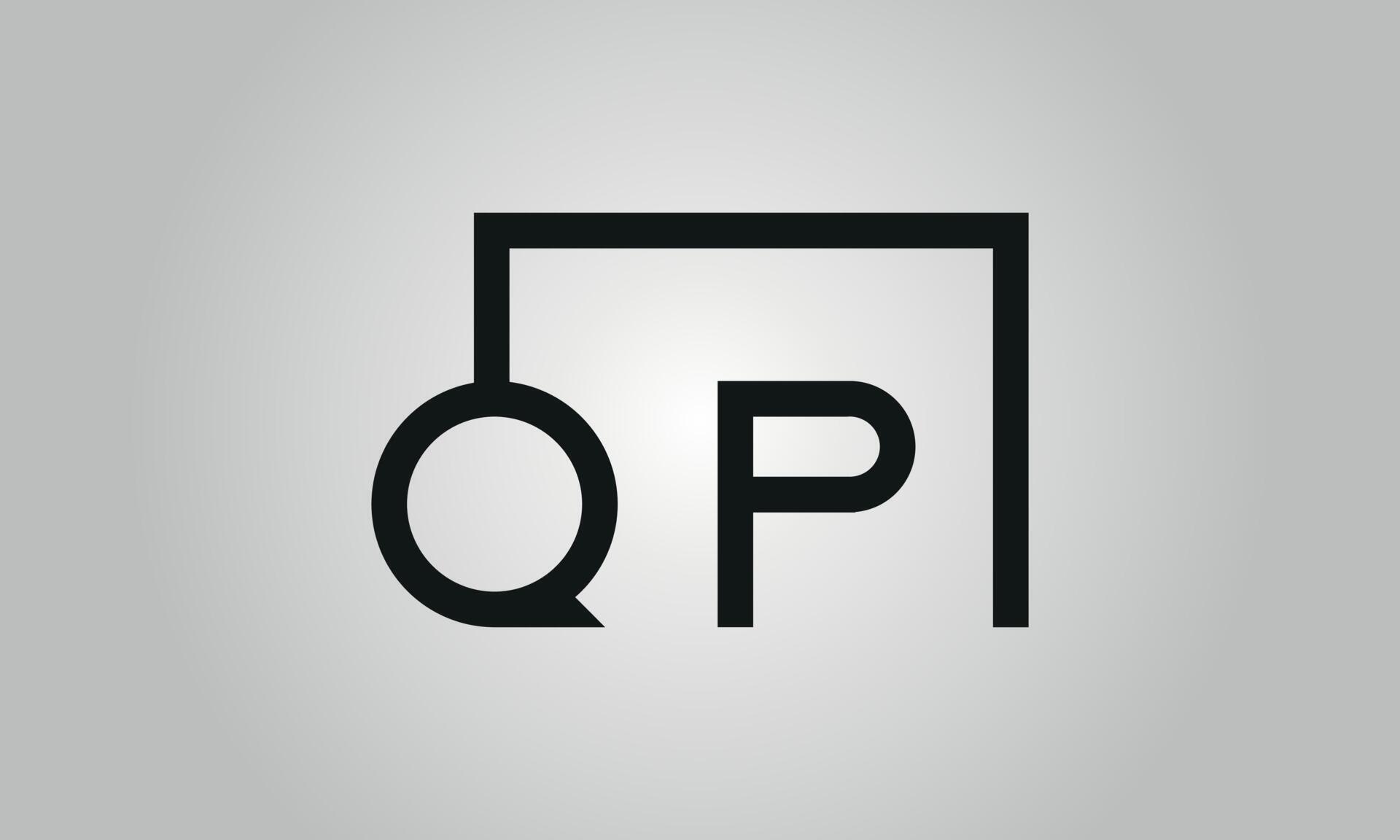Letter QP logo design. QP logo with square shape in black colors vector free vector template