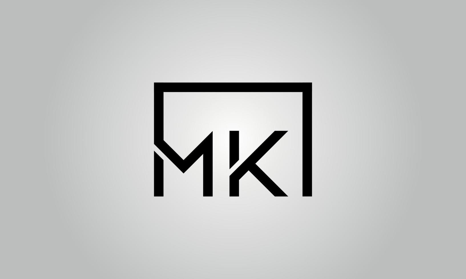 diseño del logotipo de la letra mk. mk logo con forma cuadrada en colores negros vector plantilla de vector libre.