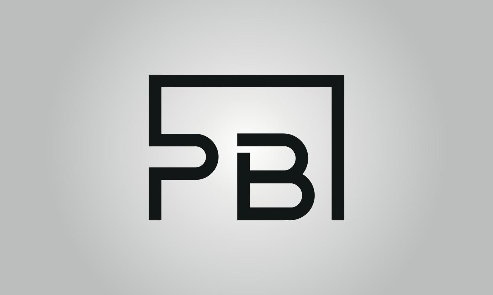 Letter PB logo design. PB logo with square shape in black colors vector free vector template.