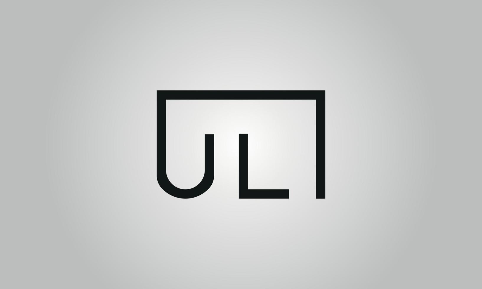 Letter UL logo design. UL logo with square shape in black colors vector free vector template.