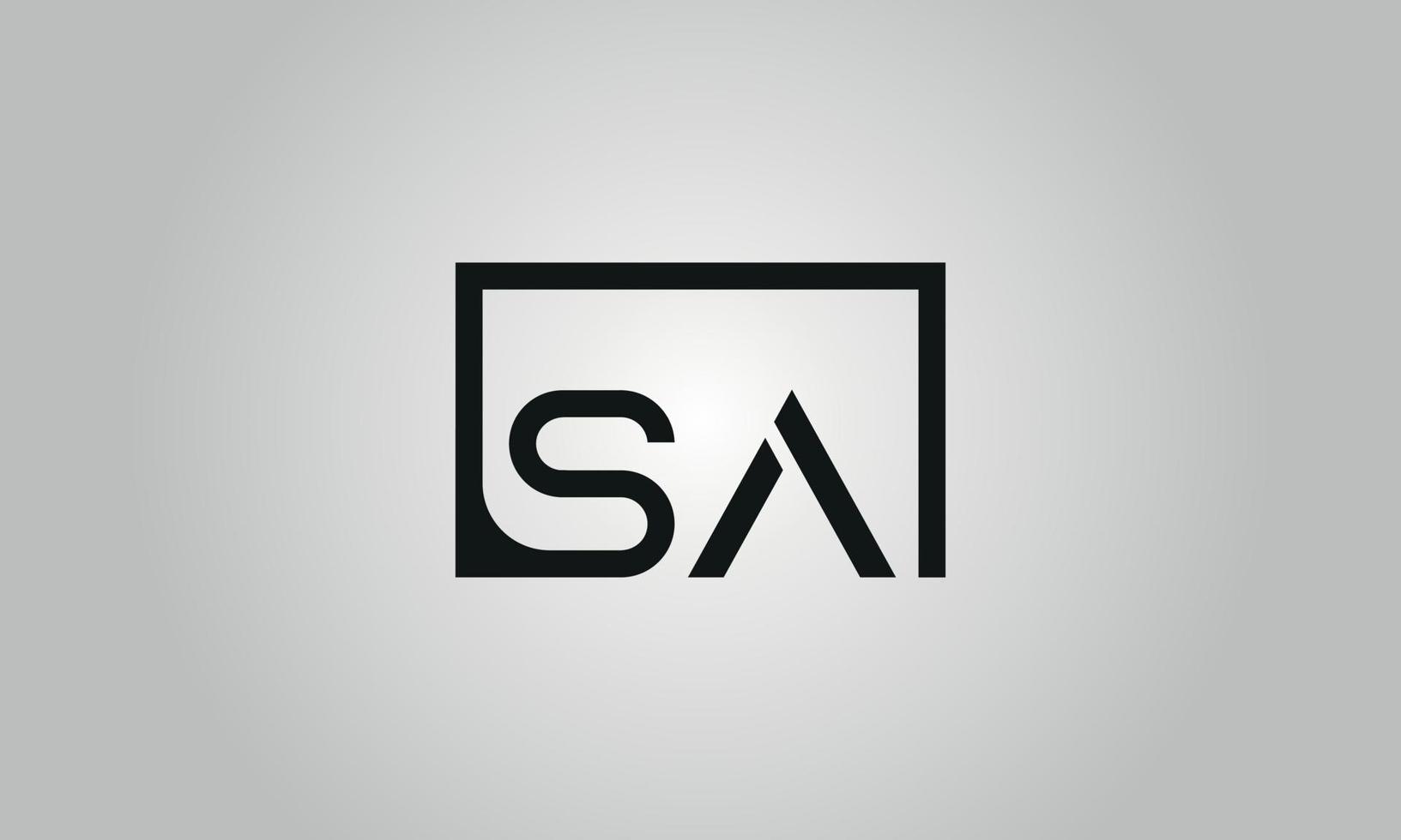 Letter SA logo design. SA logo with square shape in black colors vector free vector template.