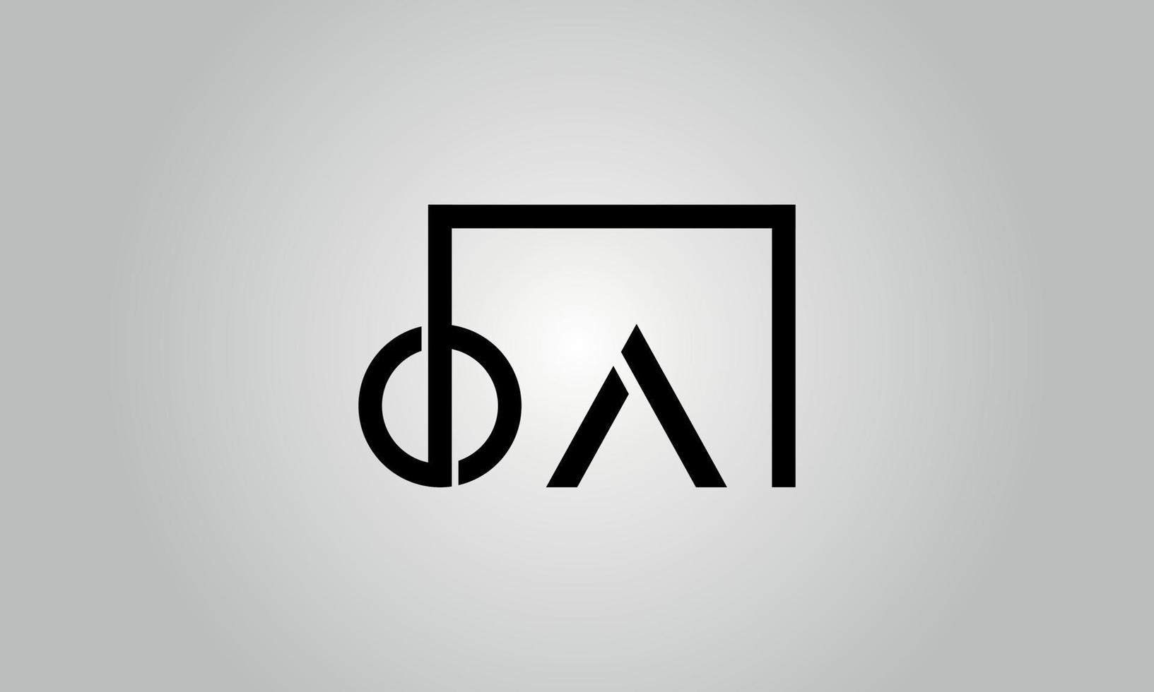 Letter OA logo design. OA logo with square shape in black colors vector
