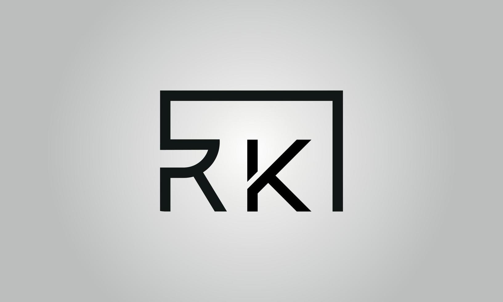Letter RK logo design. RK logo with square shape in black colors vector free vector template.