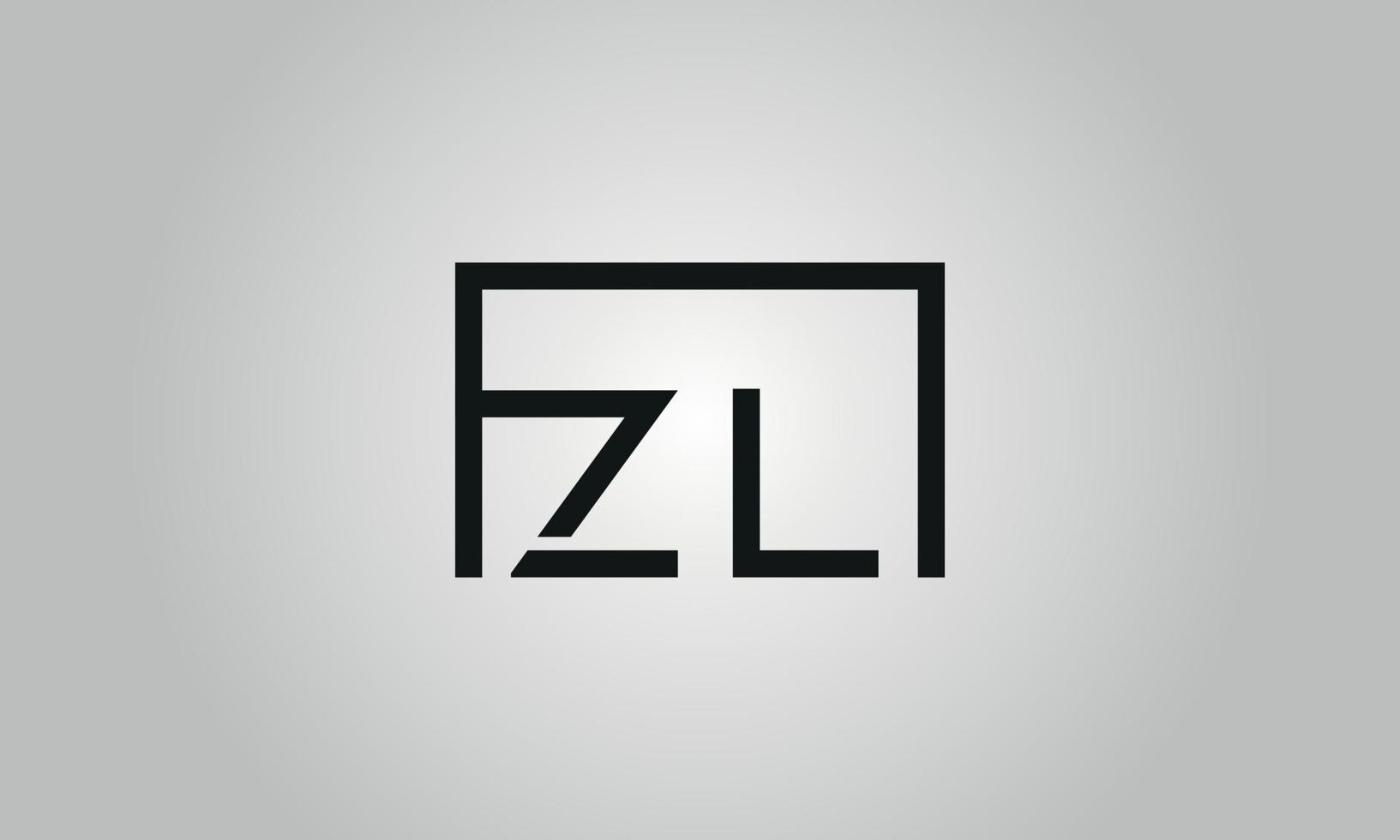 Letter ZL logo design. ZL logo with square shape in black colors vector free vector template.