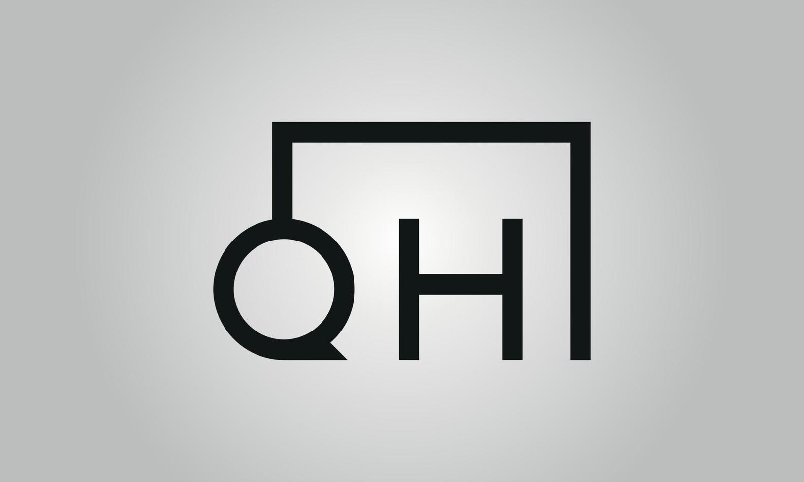 diseño del logotipo de la letra qh. qh logo con forma cuadrada en colores negros vector plantilla de vector libre.