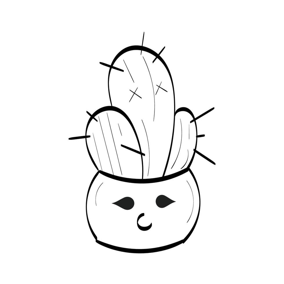 lindo cactus dibujado a mano para imprimir vector