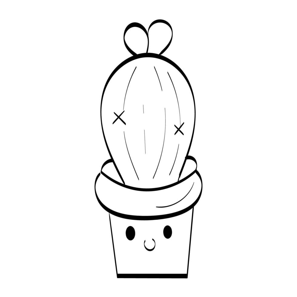 Cute Hand Drawn Cactus for print vector