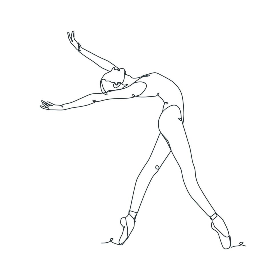 continuous line drawing illustration of ballet dancer vector