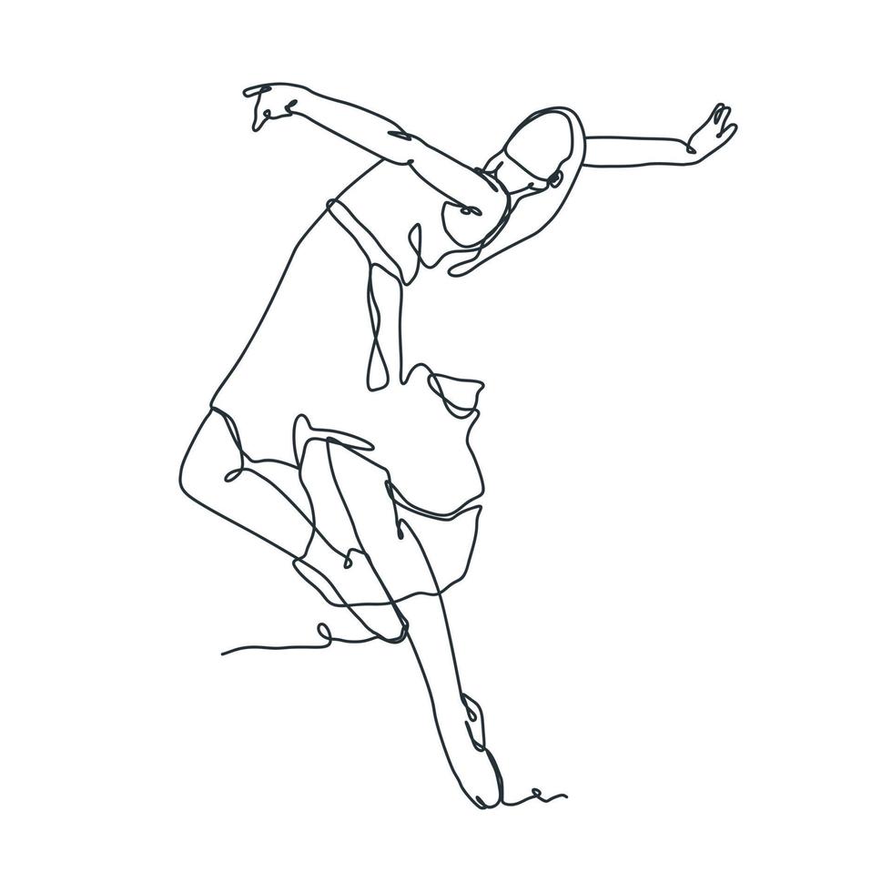 continuous line drawing illustration of ballet dancer vector