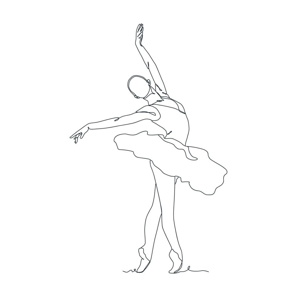 continuous line drawing illustration of ballet dancer vector