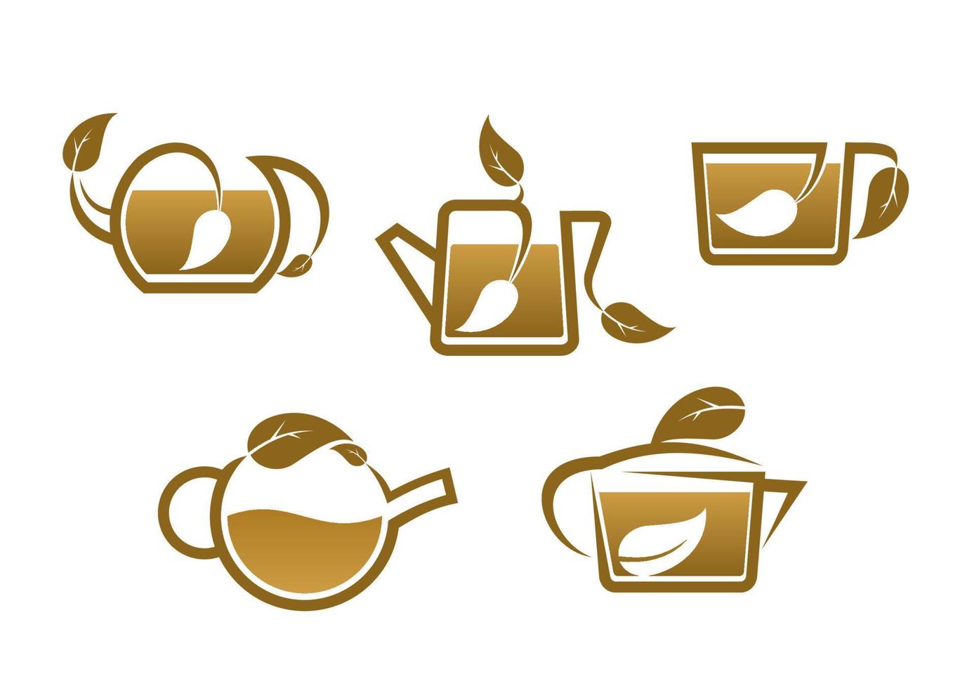 Herbal tea symbols and icons vector