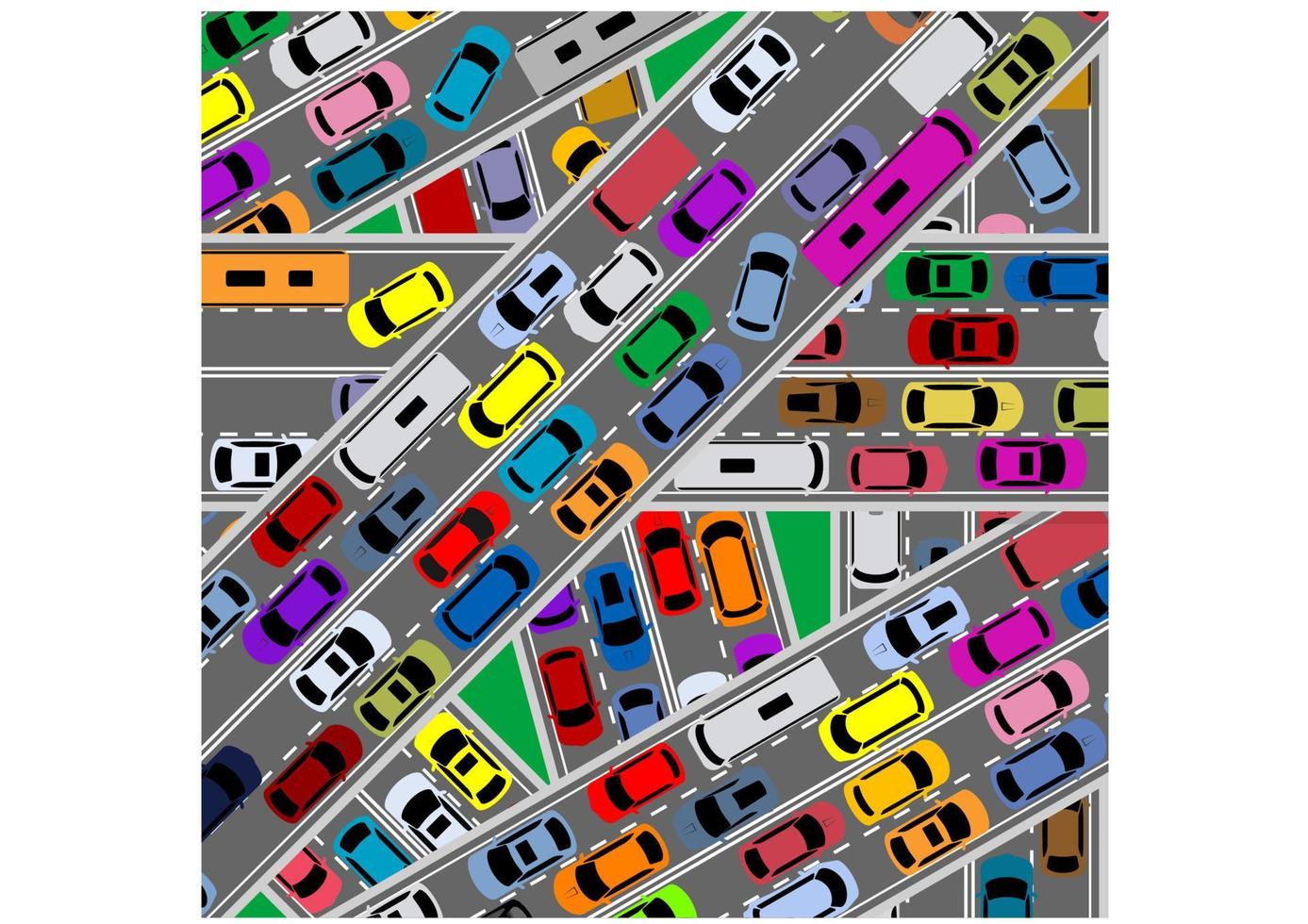 Traffic congestion on roads vector