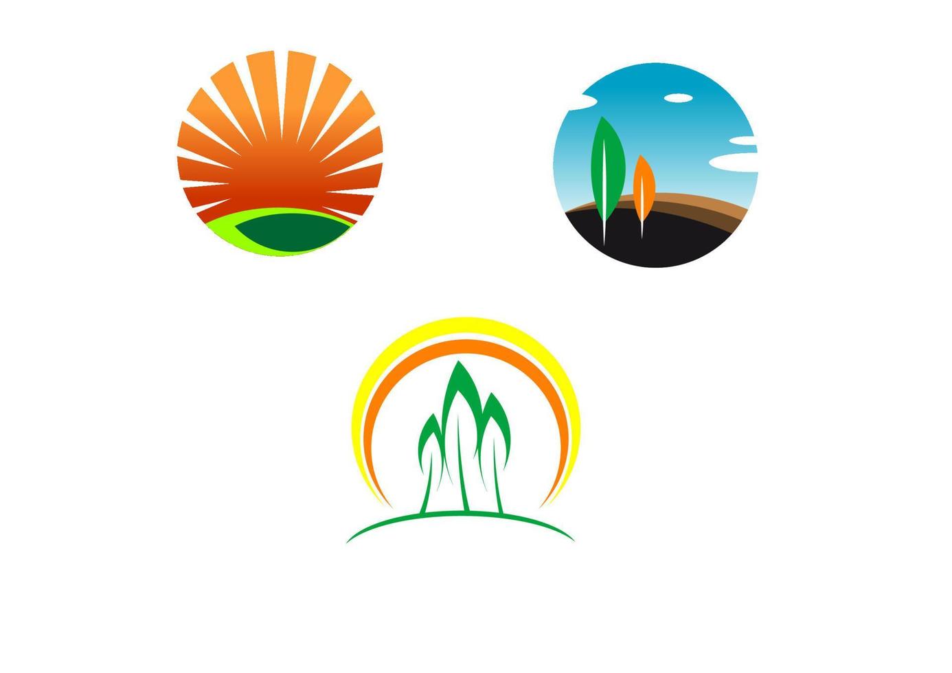 iconos del paisaje de la naturaleza vector