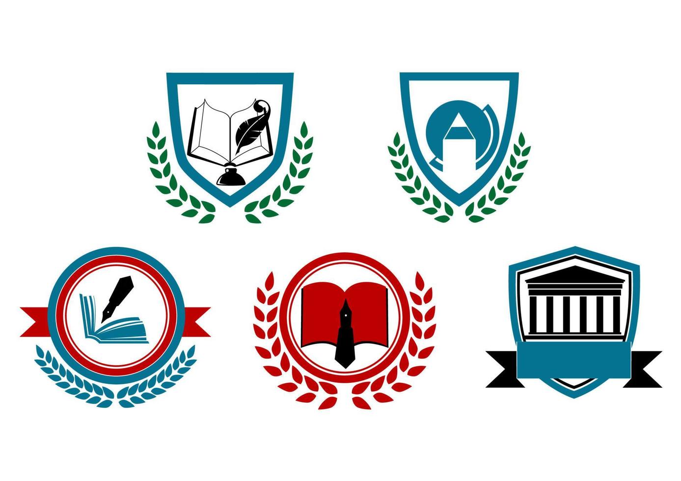 Set of abstract university or college symbols vector