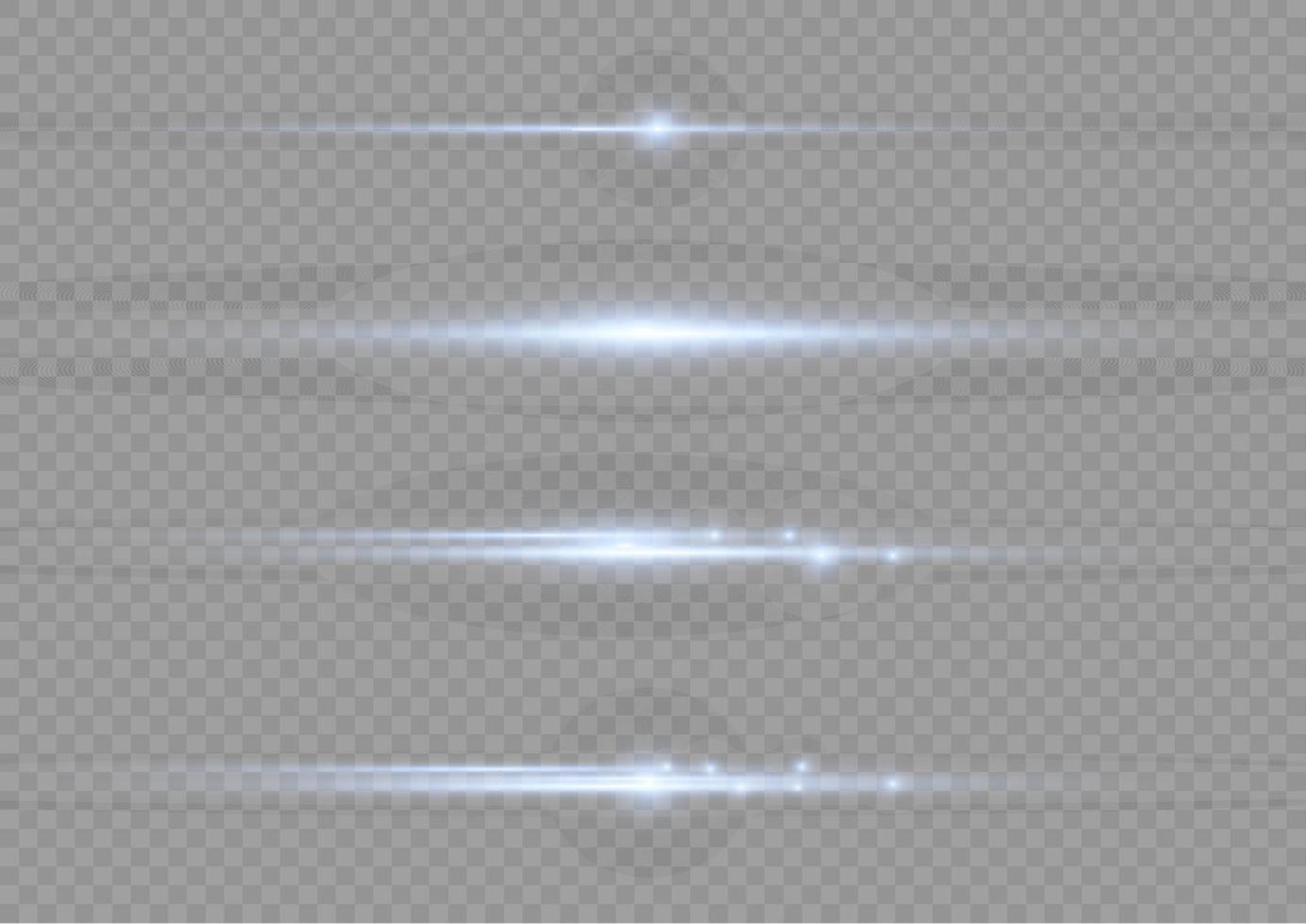 Set of blue horizontal highlights. Laser beams, horizontal beams of light. Beautiful light reflections. Glowing stripes on a light background. Glowing abstract sparkling background. vector