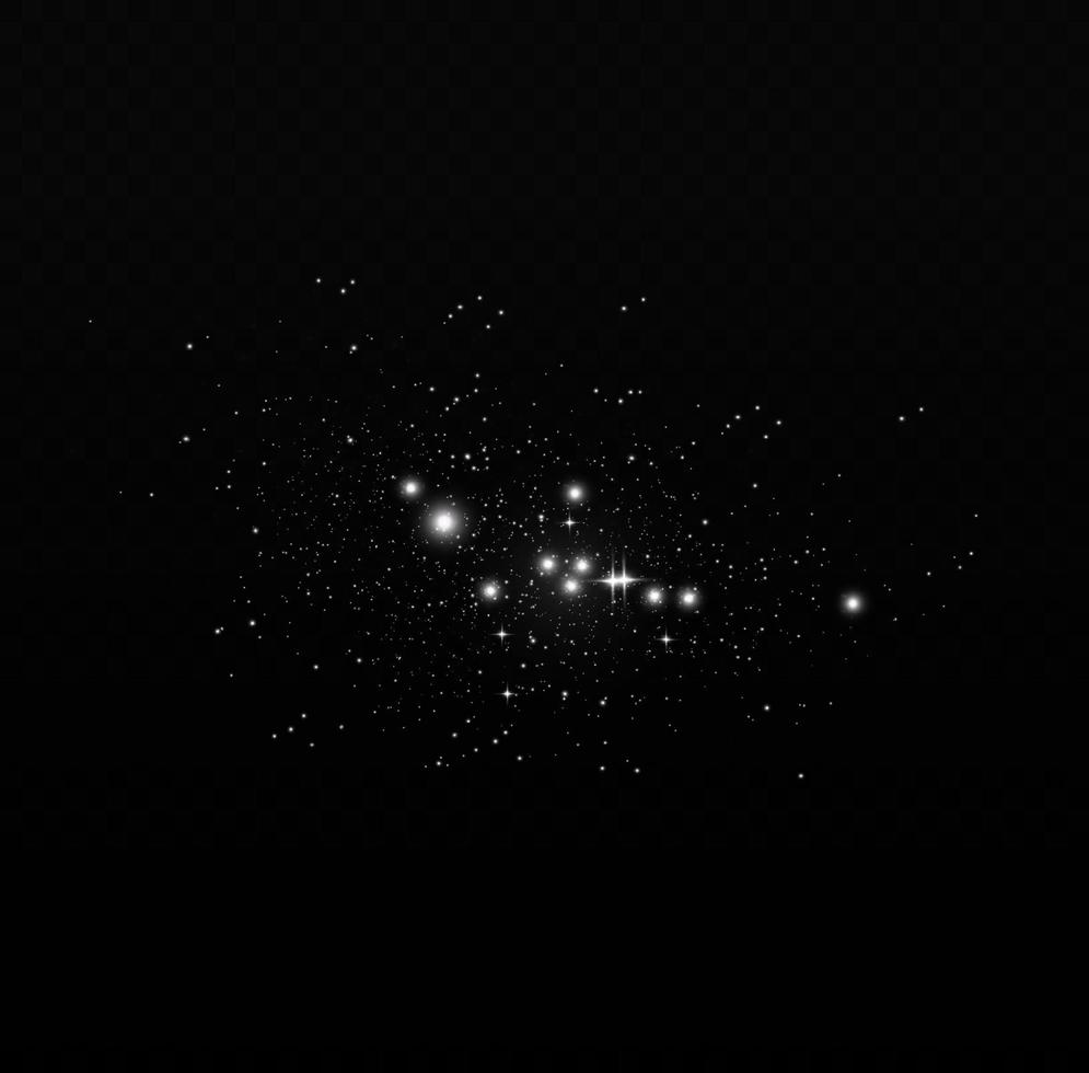 efecto de fondo de partículas de brillo blanco vectorial para tarjeta rica de saludo de lujo. efecto de luz especial de brillo de chispas blancas. textura brillante. chispas de polvo de estrellas en una explosión sobre un fondo negro. vector