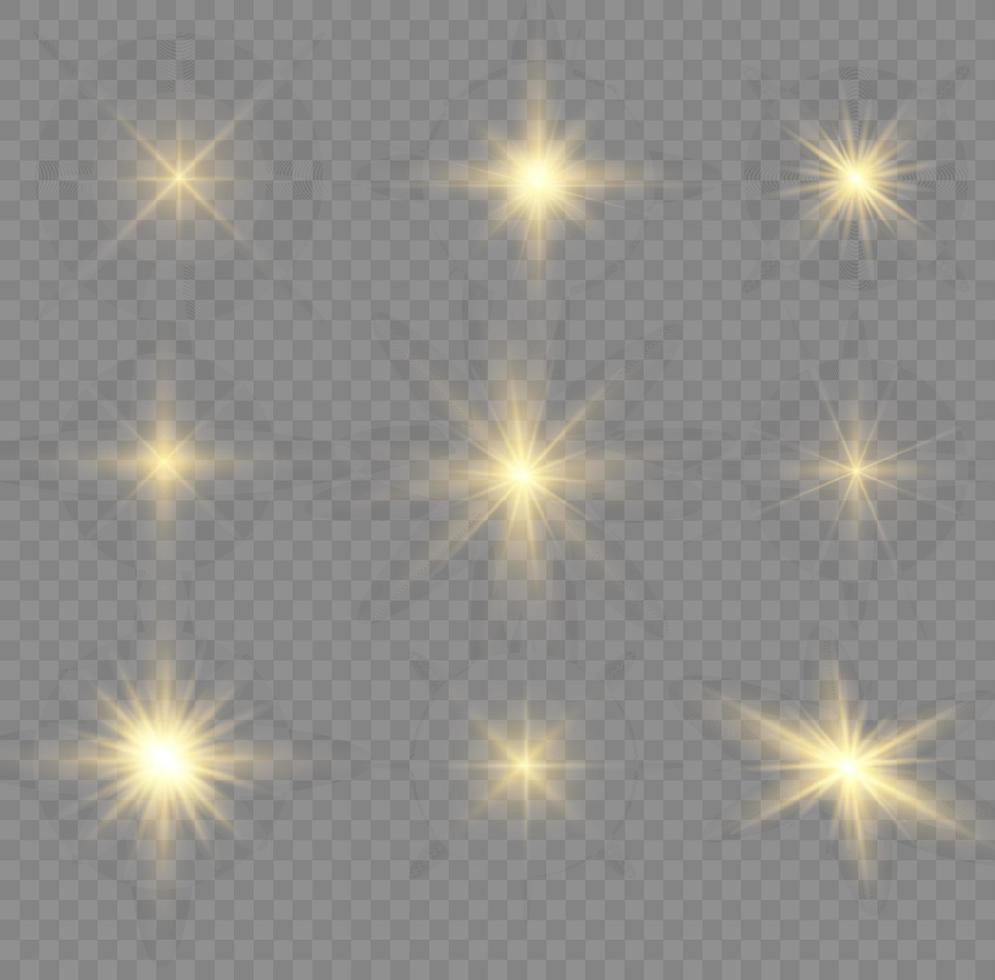 Glow isolated white light effect set, lens flare, explosion, glitter, line, sun flash, spark and stars. Abstract special effect element design. Shine ray with lightning vector