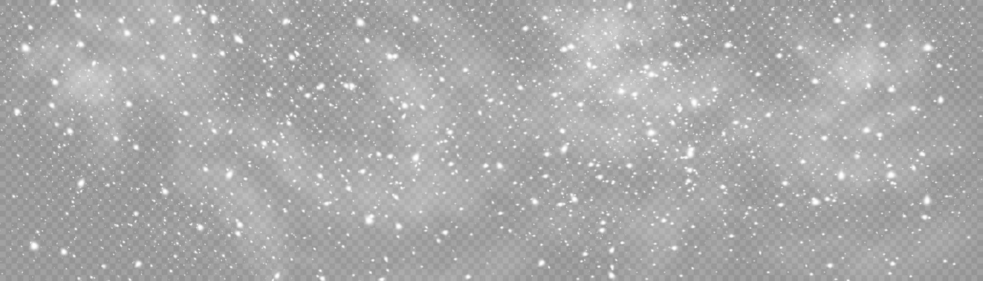 Snow and wind. Vector heavy snowfall, snowflakes in various shapes and forms. Many white cold flakes elements. White snowflakes are flying in the air. snow background.