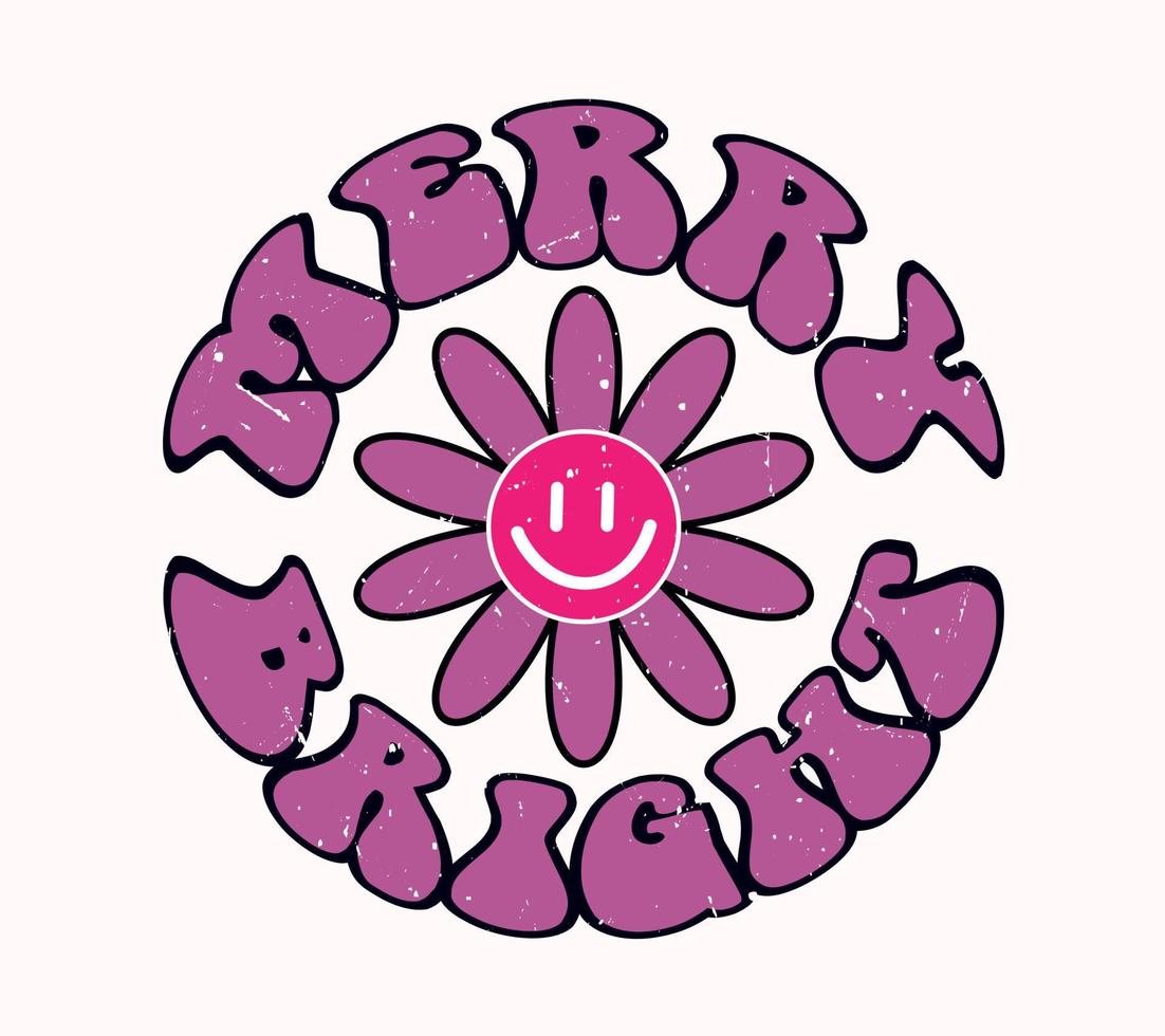 merry bright lettering vector