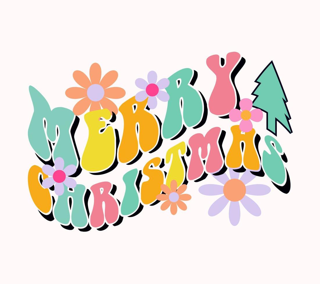 merry christmas lettering quote vector