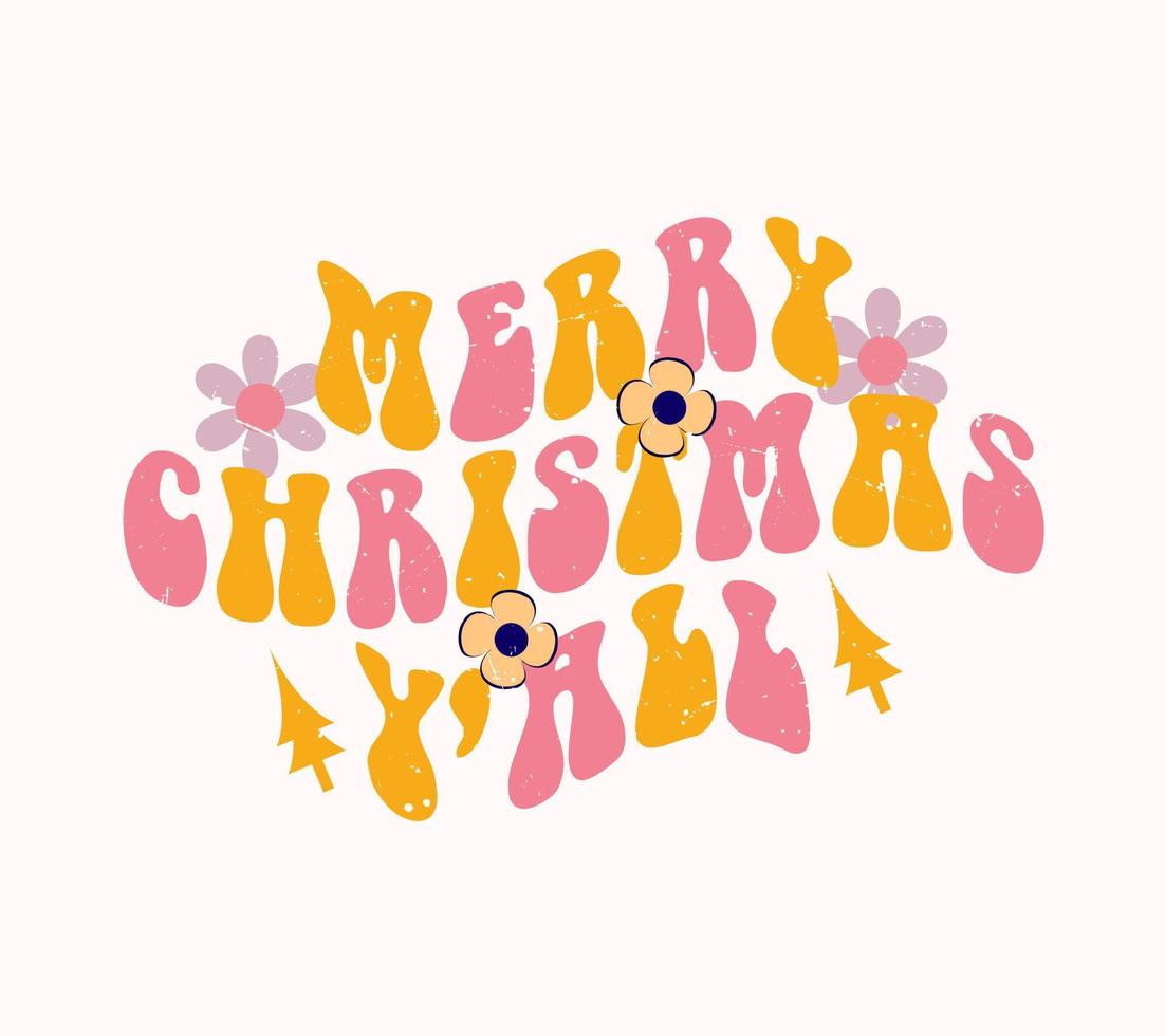 merry christmas y'hll lettering vector