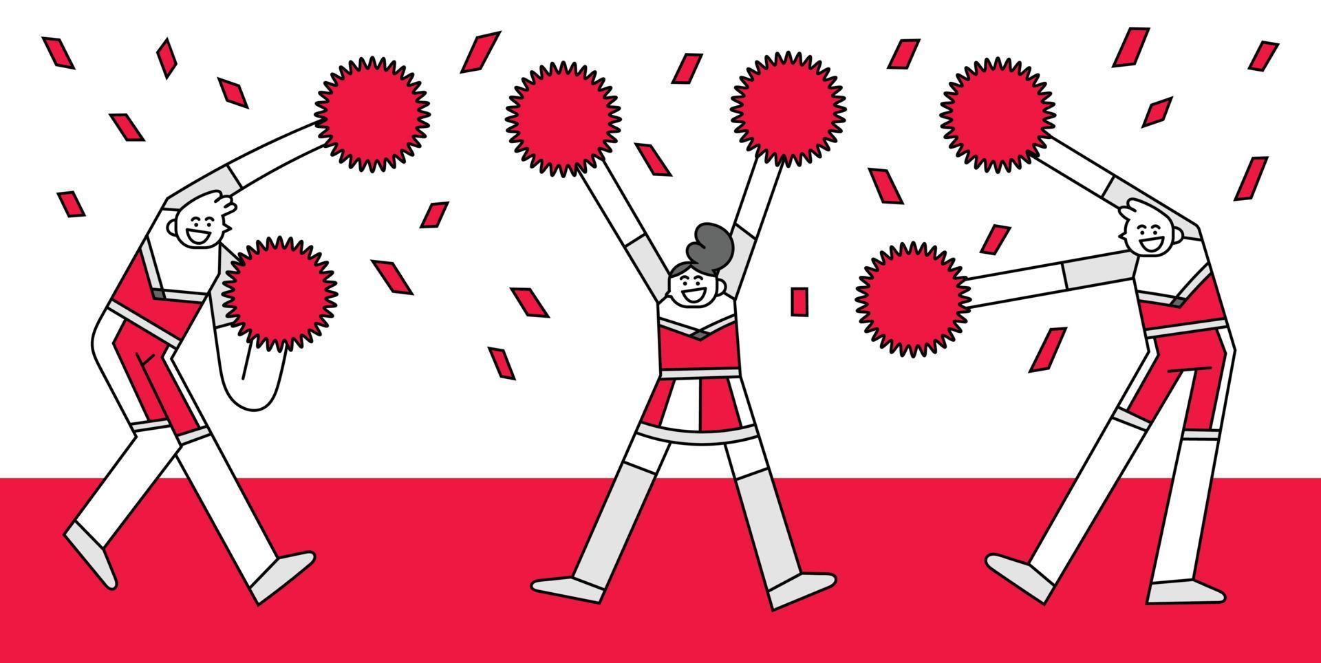 Cheerleaders Hand Drawn Character Illustration vector