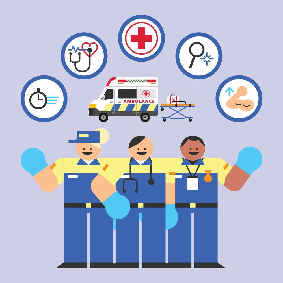 Paramedic job Flat Design Character Illustration vector