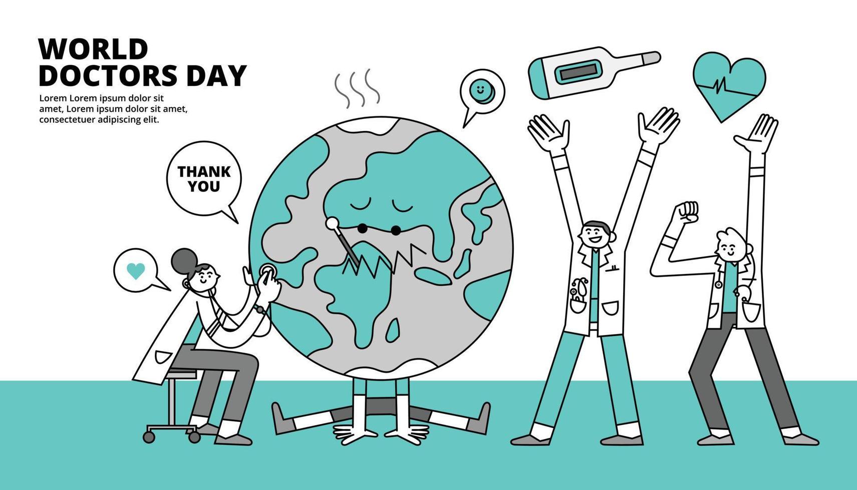 World Doctor Day Hand Drawn Character Illustration vector