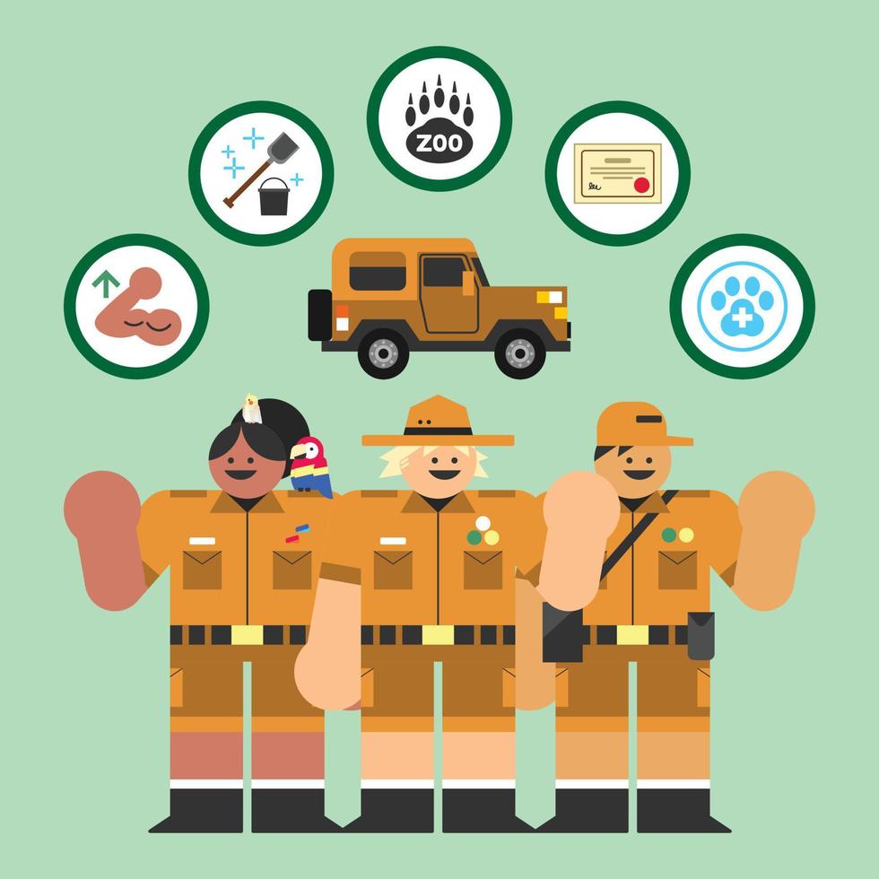 Zookeeper job Flat Design Character Illustration vector
