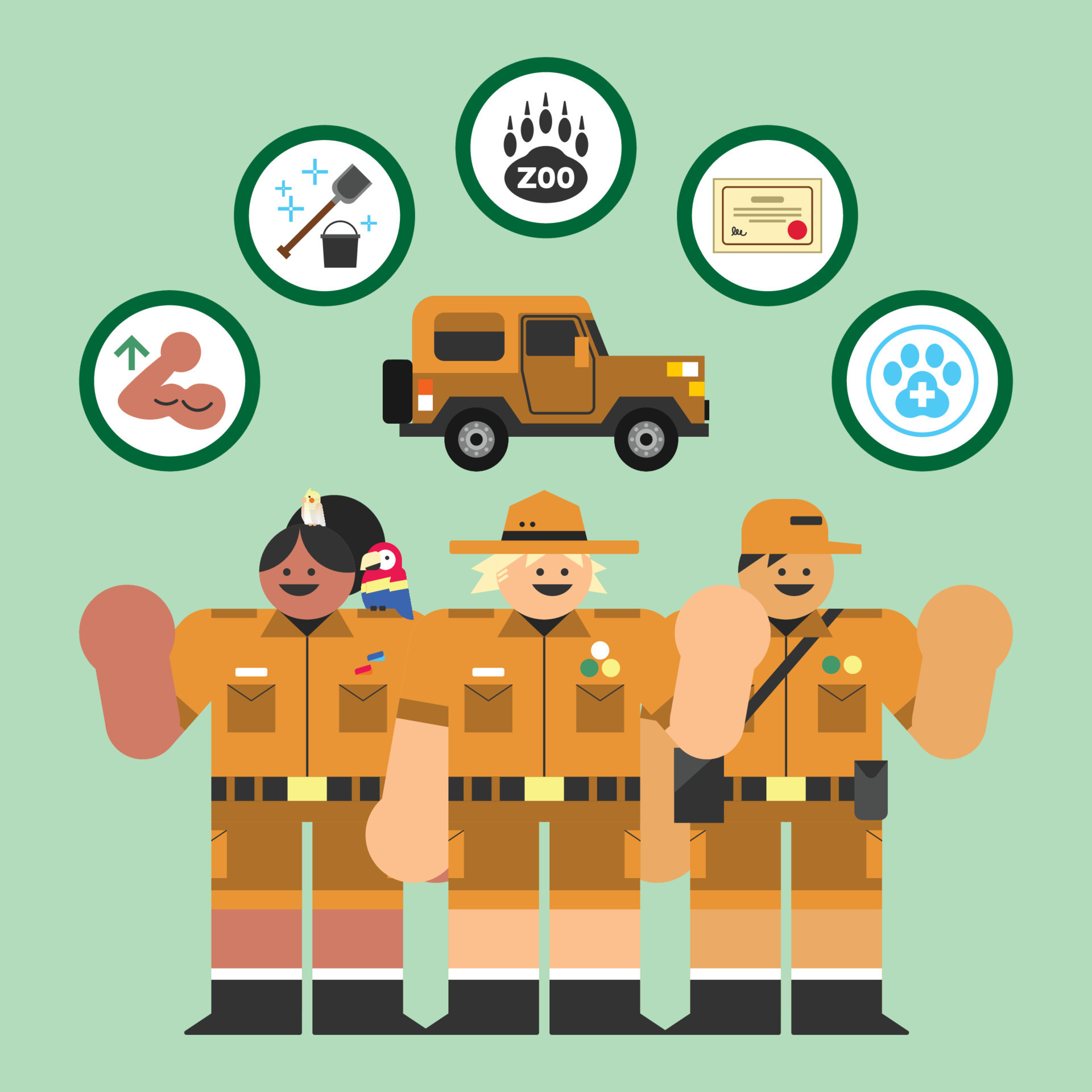 Zookeeper job Flat Design Character Illustration 11225641 Vector Art at Vecteezy