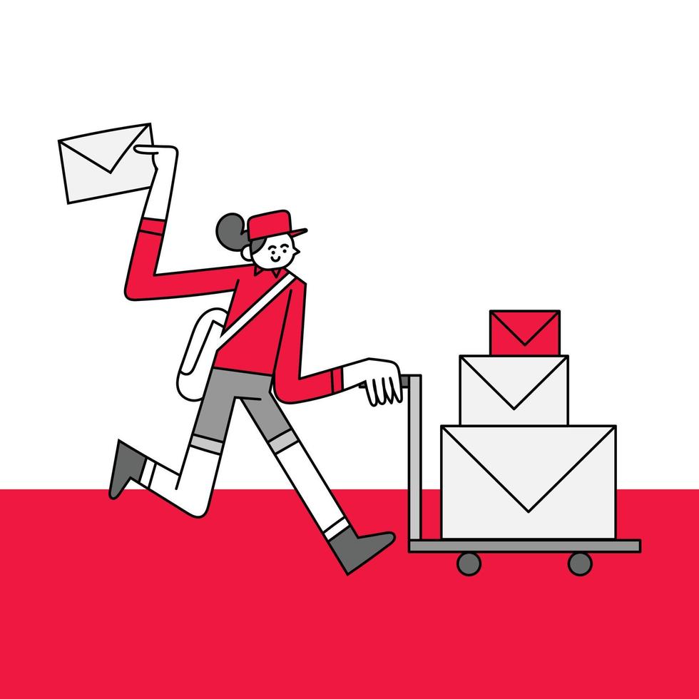 Messenger Delivering Mail Hand Drawn Character Illustration vector