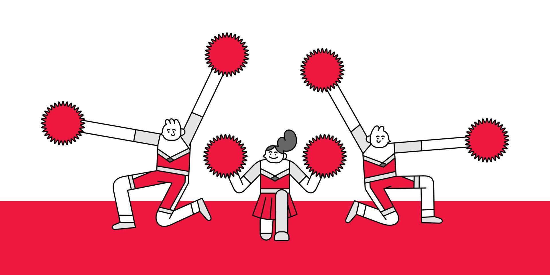 Cheerleader Kneeling Pose Hand Drawn Character Illustration vector
